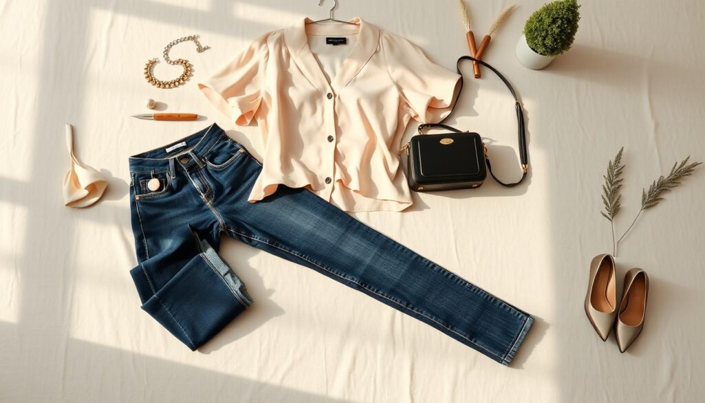 abbinamento jeans top scarpe accessori