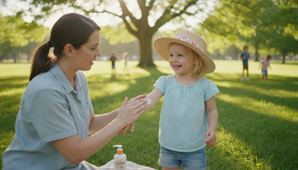 Prevenzione e protezione dalla luce solare per la pelle dei bambini