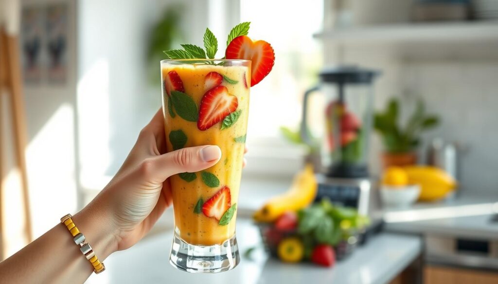 frullato proteico alla frutta rinfrescante
